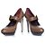 Céline Celine, Zapato de tacón de cuero con plataforma y correa en marrón Castaño - vista 6