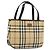 Bolso de mano de PVC cuero beige con estampado Nova Check de BURBERRY Auth BA12421