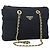 Tote Sac à main en nylon PRADA avec chaîne, bleu marine, doré, authentique 177788