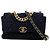 Chanel Grande Chevron Tweed Paillettes 19 con patta Blu