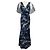 Autre Marque Abito formale in tulle glitterato blu navy / argento con maniche a cappuccio Marchesa Notte