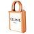 Céline Bolsa Cabas Mini Vertical em Lona Natural e Couro de Bezerro Celine Bege - vista 3