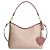 Borsa a spalla Coach Laurel in tela Signature con charm a cuore Beige