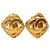Orecchini a clip a forma di rombo placcati in oro CC dorato Chanel D'oro