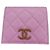 Billetera bi-fold Chanel en piel de ternera granulada Rosa Verde
