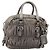 PRADA Geraffte Handtasche aus Leder 2-Wege Grau Silber Auth 178080A Braun