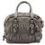 PRADA Geraffte Handtasche aus Leder 2-Wege Grau Silber Auth 178080A Braun - Ansicht 13