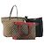Borsa a Spalla GG Canvas Gucci Nylon 3 Pezzi Beige Nero Auth ti3900