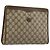 GUCCI GG Supreme Clutch Bag PVC Beige Oro 97 01 038 Auth 177482 D'oro