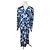 Vintage Givenchy Blumenmuster Seiden-Midikleid Blau