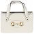 Borsa Gucci Mystic White in pelle di vitello con pattina e manico, modello Horsebit 1955 Bianco