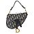 Mini borsa a sella in tela obliqua blu navy Christian Dior Beige - vista 8