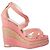 Autre Marque Sandali con zeppa in espadrille in suede rosa Paloma Barceló