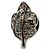 Chanel Silber CC Messing Strass Blattbrosche