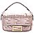 Borsa Baguette in pelle metallica goffrata Zucca mini rosa Fendi