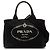 Borsa a tracolla in tela nera Canapa logo Prada piccola Nero
