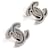 Chanel 2021 Orecchini Maxi Studs CC Argento Scuro e Strass  - vista 2