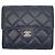 Chanel Portafoglio piccolo classico con pattina, pelle di agnello, blu navy Blu scuro