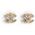 ORECCHINI CHANEL LOGO CC STRASS IN METALLO DORATO 2014 D'oro - vista 2