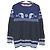Autre Marque Russeluno Skull Nordic Strickpullover Blau Marineblau
