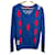 Autre Marque Russeluno Strick Golfpullover Rot Blau