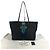 Tote Borsa a Spalla Prada Caye Trompe-l'œil con Logo e Strisce Nero Blu - vista 17