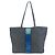 Tote Borsa a Spalla Prada Caye Trompe-l'œil con Logo e Strisce Nero Blu - vista 2