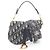 Borsa a mano mini oblique jacquard Dior Saddle di Christian Dior a 2 vie Beige Blu navy