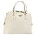 Borsa a mano Gancini in pelle bianca e argento di Salvatore Ferragamo Auth bs34555 Bianco
