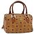 Borsa Boston MCM Logogram Vicetos PVC Marrone Oro Auth 178073A D'oro