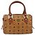 Borsa Boston MCM Logogram Vicetos PVC Marrone Oro Auth 178073A D'oro - vista 2