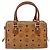 Borsa Boston MCM Logogram Vicetos PVC Marrone Oro Auth 178073A D'oro - vista 3