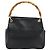Bolso de mano de cuero Gucci Bamboo negro y dorado Auth 177513 - vista 2