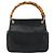 Bolso de mano de cuero Gucci Bamboo negro y dorado Auth 177513 - vista 3