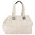 CHANEL Borsa a Mano Choco Bar Pelle Bianca Argento CC Auth 178206 Bianco
