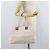 CHANEL Borsa a Mano Choco Bar Pelle Bianca Argento CC Auth 178206 Bianco - vista 24
