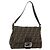 FENDI Zucca Canvas Mamma Baguette Schultertasche Schwarz Braun Auth 179060V
