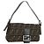 Borsa a spalla Mamma Baguette in tela Zucca FENDI nera e marrone Auth 177212SAV Nero