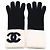 CHANEL Coco Mark Kaschmirstrickhandschuhe Schwarz Weiß