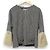 Autre Marque HAUTE Wool Rabbit Fur Check Pullover Knit Black White Beige