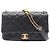 Chanel Black CC gestepptes Lammleder mit Kontrastnähten Single Flap Schwarz