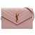 Portafoglio a bustina con catena Cassandre in grain de poudre rosa Saint Laurent