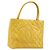 CHANEL Standard Tote Bag Lackleder Gelb CC Auth 177242