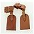 LOUIS VUITTON Powanie Name Tag Leather 10set Beige LV Auth 167217 - vista 11