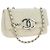 CHANEL Matelasse Chain Shoulder Bag Canvas White Silver CC Auth 121513 Argento Bianco