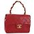 Borsa CHANEL Mini Matelasse 17 in pelle di agnello rossa e oro CC Auth 156630 Rosso D'oro