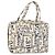CHANEL By Sea Line Tote Bag Canvas Weiß Silber CC Auth 178508