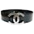 Chanel 07P Breiter Lackgürtel in Schwarz mit CC-Logo in Krokoprägung Silber Hardware