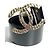Chanel 07P Breiter Lackgürtel in Schwarz mit CC-Logo in Krokoprägung Silber Hardware - Ansicht 2