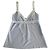 Chanel Top de alças em renda azul céu e creme Azul claro